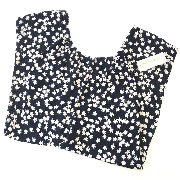 Liz Claiborne Pants - Liz Claiborne Navy Blue Floral Wide Leg Pants NWT